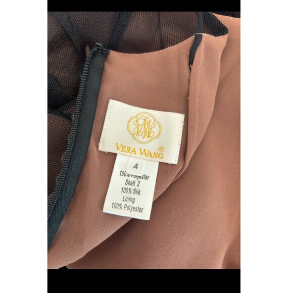 2005 VERA WANG Vintage Black Mesh Panel Evening Gown - Picture 6 of 8